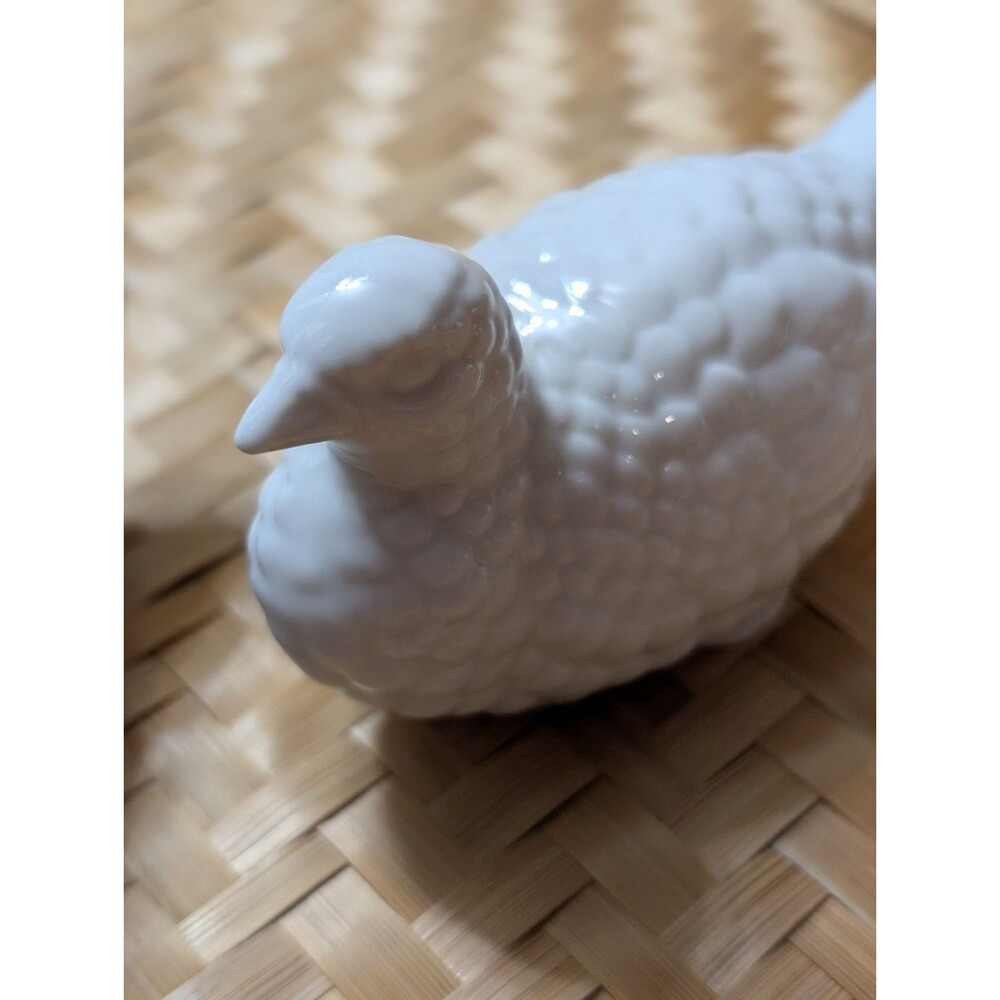 Vintage MCM White Ceramic Pheasant Figurines Pair - Hollywood Regency Home Decor - Picture 4 of 13